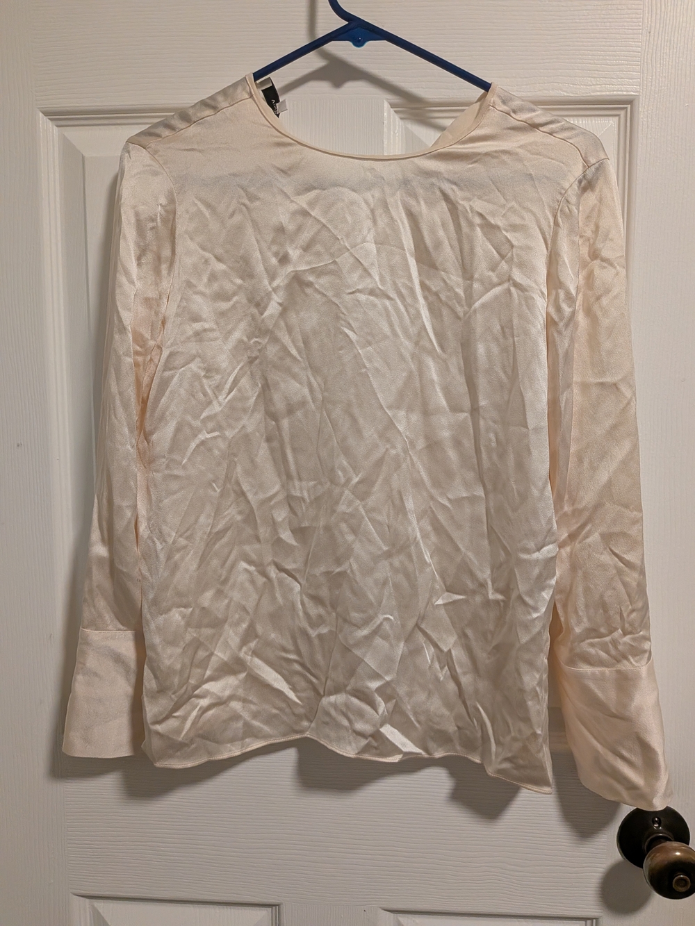 Vince Cream Long-Sleeve 100% Silk Blouse